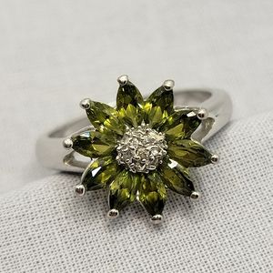 Vintage Signed RINC Gemstone Flower Ring